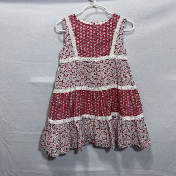 Mini Boden Other - Mini Boden Red Hotchpotch Daisy Ditsy Floral Tiered Dress Girls Size 4-5Y Summer